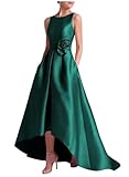 Women's Floral Mother of The Bride Dresses Hi-Low Emearald Green Tea Length Party Dress for Women 2024 Elegant,US8