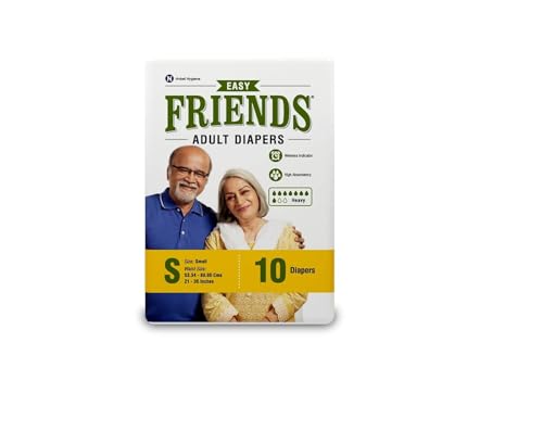 Image of Friends Easy Unisex Adult Diapers Tape Style-10 Count /Pack With Odour Lock And Anti-Bacterial Absorbent Core- Waist Size 96.52-152.40 Inch ; 38.60 Cm Small (Pack-12, 120 Count)