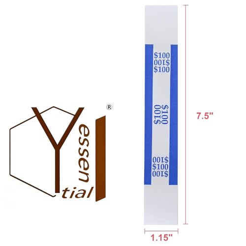 Currency Straps â€“ Bill Wrappers, Money Bands to Organize Bills, ABA Standard Colors, Self-Adhesive, 7.5 x 1.15 Inches (Blue$100-100pcs)