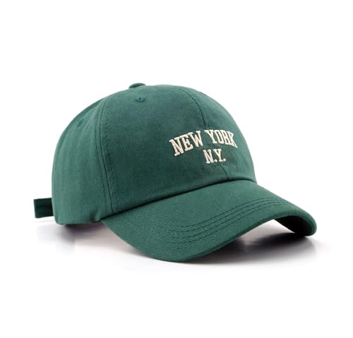 Catálogo de Ropa de Béisbol para Mujer los 5 más buscados. 38 Gorra de béisbol con bordado de Nueva York, de algodón, con visera de hebilla ajustable, para hombres y mujeres, Verde, One Size