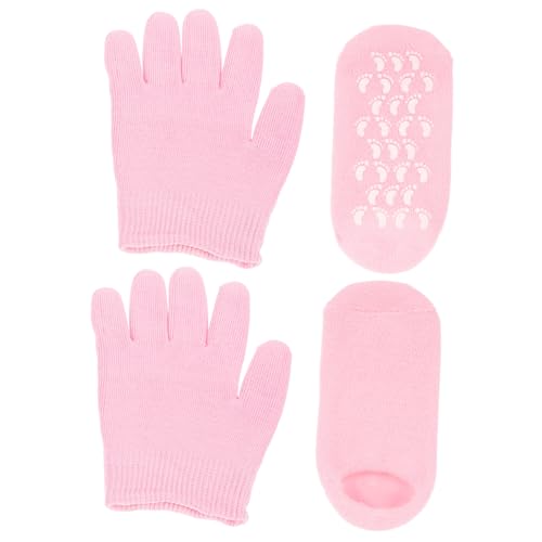 HONITANO Guantes y Calcetines de Gel Hidratantes para Manos y Pies Secos Suaves y Transpirables con Forro de Gel para Cuidado Profesional Nocturno y Spa Cómodos y Duraderos Rosa