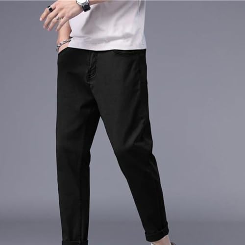 Men's Skinny Jeans Streetwear Slim Fit Denim Pants Solid Color Stretch Casual Nine Length Classic Trousers3