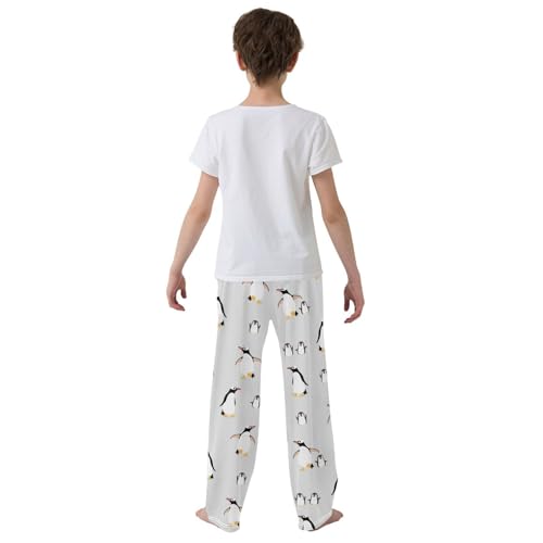 ZZXXB Penguins Have Fun Boys Long Pants Soft Trousers Elastic Waist Kids Lounge Bottoms with Pockets S-XL3