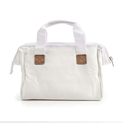 Dickies 12-Inch Durable Canvas Work Bag For Painters, Carpenters, And Builders, Heavy-Duty Zipper, Reinforced Handles, White #TOP1