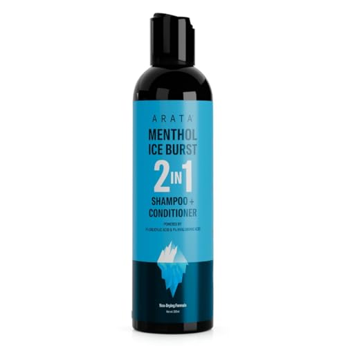 Arata Menthol Ice Burst 2-in-1 Shampoo + Conditioner with 1% Salicylic Acid | Provides Deep Nourishment to Hairs Removes Dirt, Grime & Buildup 200ml