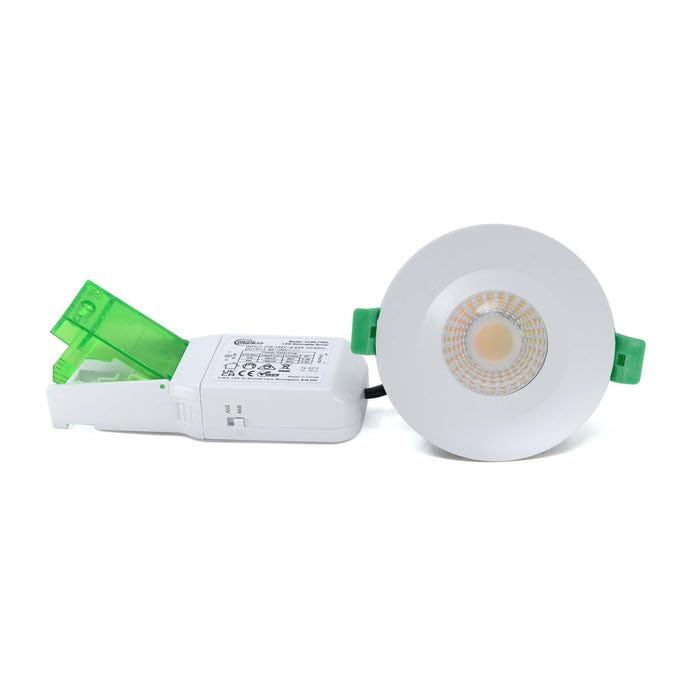 G.W.S® Fire Rated LED Downlight, Matt White Bezel, 4CCT, Dual Wattage 5W/8W, Dimmable, IP65, 30, 60 & 90 Minutes Fire Safe, Pack of 8