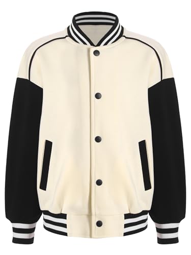 Kids Girls Color Block Sweatshirt Baseball Jacket Varsity Jacket School Outerwear Jacket