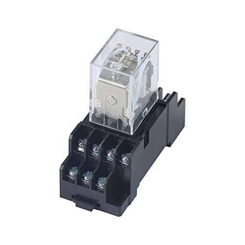 Relais électromagnétique MY4 AC 220V avec base 14 broches sur rail DIN - 7