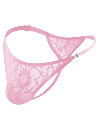 ABAFIP Men's Sissy Panties Crossdressing Low Waist Floral G-string Thongs Sheer Lace Underwear