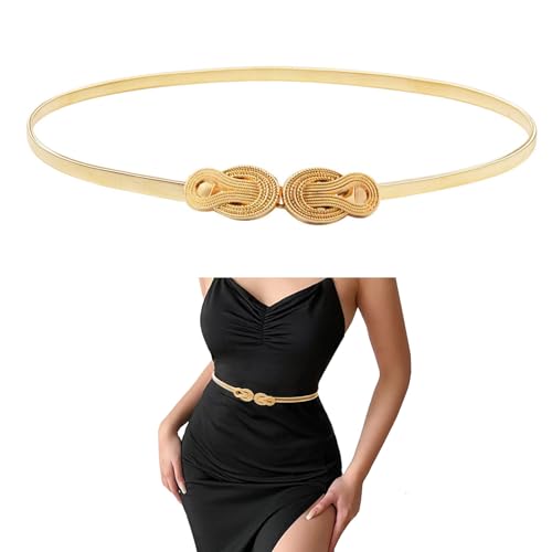 E-Clover Womens Fashion Metal Stretch Waist Skinny Belt Waistband