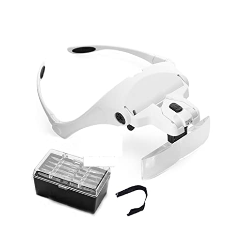 SdaryWare Lupa, lámpara, lupas, lámpara de luz LED, Cabeza, joyero, Diadema, Gafas, Vidrio óptico, Herramienta de reparación, Lectura, Brazo Flexible de Cuello de Cisne, visión