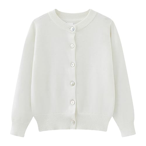 Toddler Girls Cardigan Crewneck Sweaters Long Sleeve Kids Button Cotton School 𝐔niform Knit Tops Outwear for Boys