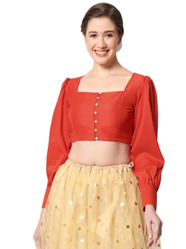 Image of studio rasa Chroma Button Down Shirt Style Blouse Crop Top for Women Girls Casual Party