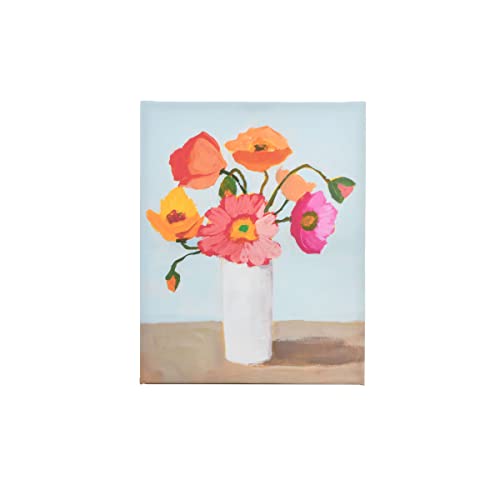 Prinz Contemporary Floral Booms In Vase 13.5" X 10.5" Canvas Wall Art, Multicolor Flower Wall Decor For Living Room, Bedroom, Bathroom #TOP25