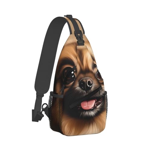 Crossbody Bag Negro estilo Sling, con diseño de perro miniatura 2