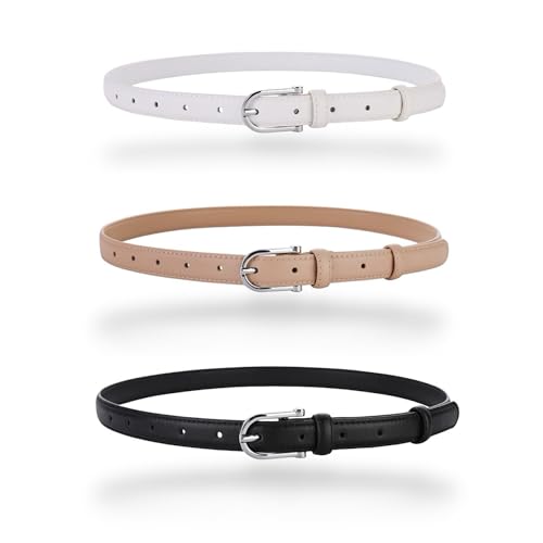 Women's Belt Soft Leather Fashion Simple Belts Waist Belt Chrome Alloy Buckle Waistband For Jeans Dress