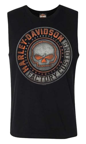 T-shirt sans manches Harley-Davidson Halo pour motard adepte de style rock original noir en coton