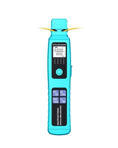 Buacoz Fiber Optic Identifier with Power Meter Red Light Source, 5-in-1 All-in-One Tool for Single - Multi-Mode, Rechargeable Fiber Direction Tester with Clamp, Measuring Range -70-10dBm