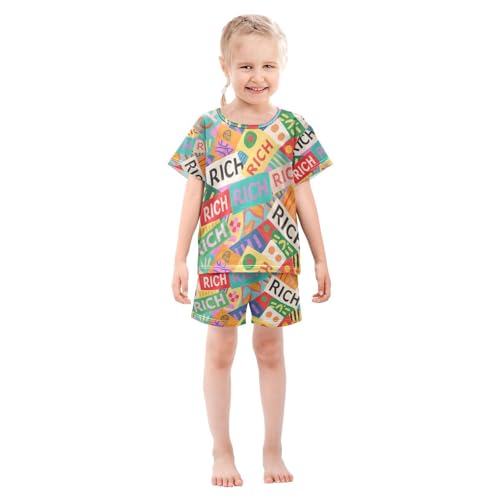 Girls Short Pajamas Sets Nighty Pjm Set for Youth Play Wear 14Y Colorful Cartoon Rich Modern pijama para jovenes hombres3