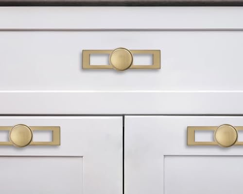 khtumeware 5 Pack 1-1/4 Inch Brushed Brass Cabinet Knobs Backplate with Base Plate Zinc Brushed Gold Kitchen Cabinet Handles Drawer Pulls Cabinet Hardware.