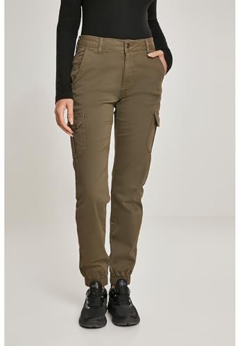 Urban Classics Damen Ladies High Waist Cargo Pants Hose, Grün (Olive 00176), W(Herstellergröße: 28)
