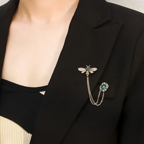 Image of women's chain brooch tassel chain rhinestone zircon brooch is suitable for women's metal chain clothing accessories, jewelry, gifts, and various holiday accessories