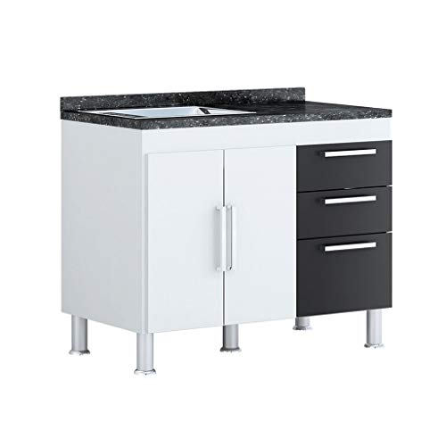 Balcão de Pia Gêmeos 1,00 - Branco/Preto