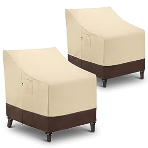 Waterproof Patio Chair Covers, Heavy Duty Outdoor Lounge Chair Covers, Patio Furniture Covers for Lawn Swivel Rocking Chairs, All Weather Protection, 34″L x 37″W x 36″H, 2 Pack, Beige & Brown