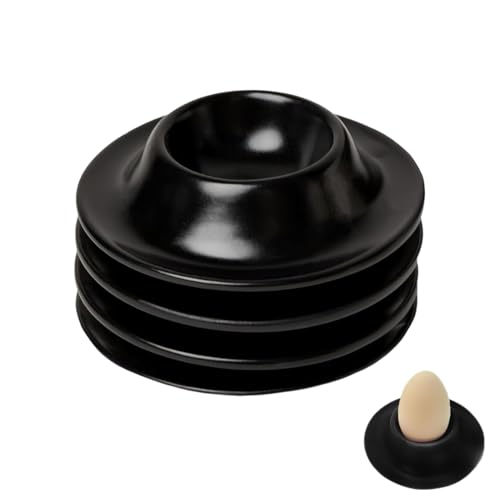 AEKZOX Lot de 4 coquetiers modernes et incassables, porte-œufs en silicone noir (Noir)