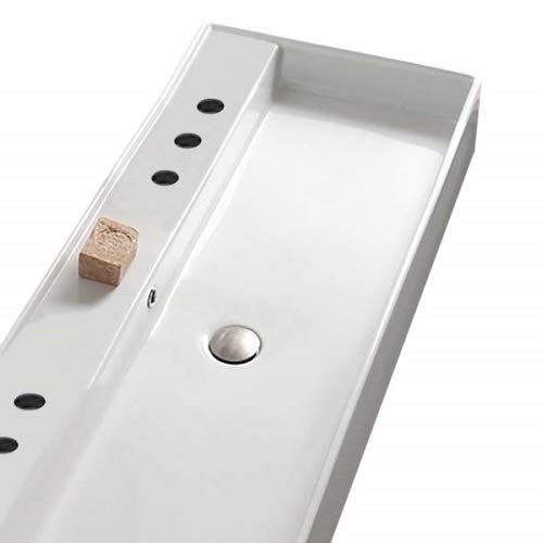 8031/R-120B-Six agujero Teorema Rectangular de cerámica montado en la pared/fregadero de recipiente, blanco 2
