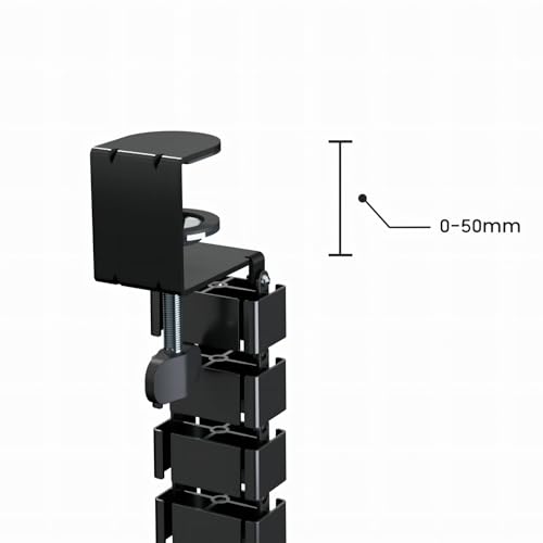 Mimoke Clamp Mounting Cable Guide for Height-Adjustable Desks - Flexible Cable Hose Length 1347 mm - Slim Clamp Attachment - Black - Image 4