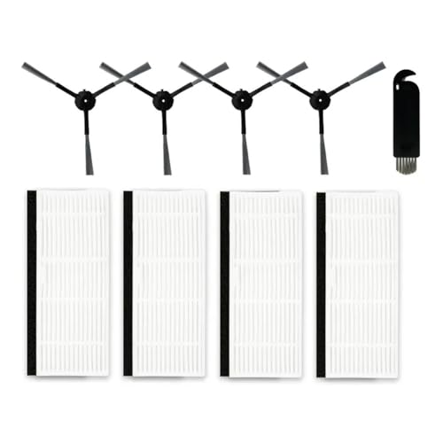 JoyousMall Kit de piezas de repuesto para aspiradora Cecotec Conga 5290 Ultra, 4 cepillos laterales, 4 filtros, herramienta de limpieza, accesorios de repuesto para mantenimiento