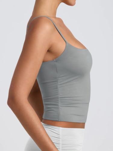 Image of PINKMSTYLE Women's Basic Double Lined Scoop Neck Tank Tops Summer Cami Top | Adjustable Spaghetti Strap,Soft Skin Stretch,Slim Fit for Everyday Wear