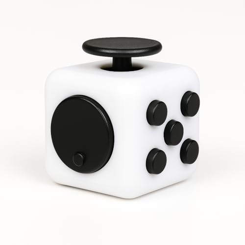 Premium Fidget Cube. Stress Relief Toy for Adults and Kids - Perfect for The Office and Home. Fidget Cube Toy. (White)