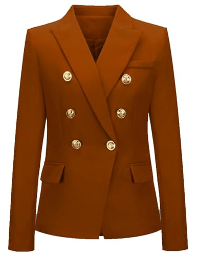 Women's Casual Blazer Solid Double Breasted Blazer Suit for Women Open Front Women Work Suit Jacket Blazers