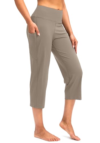 Image of G Gradual Capri Pants for Women High Waist Workout Yoga Pants with Pockets Tummy Control Leggings Crop Straight