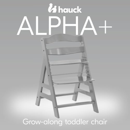 Image of hauck Alpha+ Grow Along Beechwood Booster Chair, Adjustable Seat, Grey