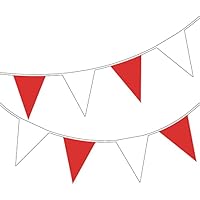 Happium 10m / 32 ft Solid Colour Bunting Flags Banner Pennant Party Decoration Garland (Red, White)