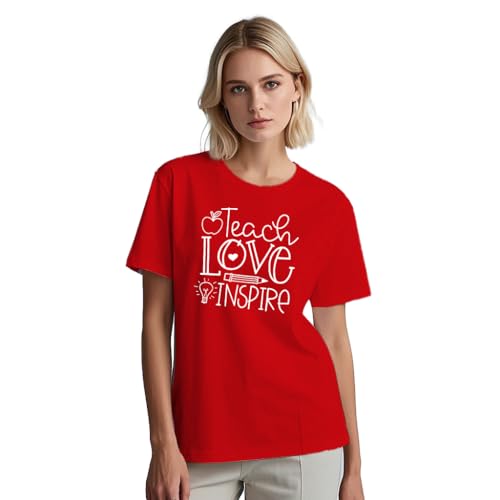 MAIHUN Womens Teacher Life Shirt Teach Love Inspire Tshirt Teach Tee Tops3
