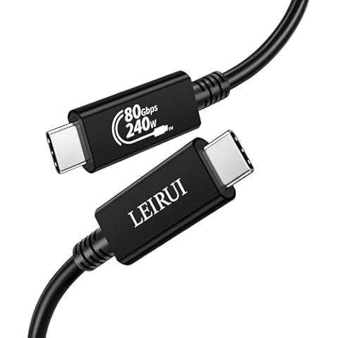 LEIRUI 80Gbps for Thunderbolt 5 Cable 8K@60Hz 4K@540Hz/144Hz USB C to USB C Monitor Video Display Cable 240W PD Fast Charging USB4 V2 Cable for iPhone 15 Thunderbolt 4 Docking eGPU MacBook Cover