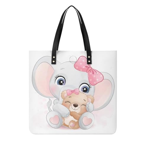 Sac à main shopper éléphant ours pour femme | Tote bag bandoulière voyage 39x39cm
