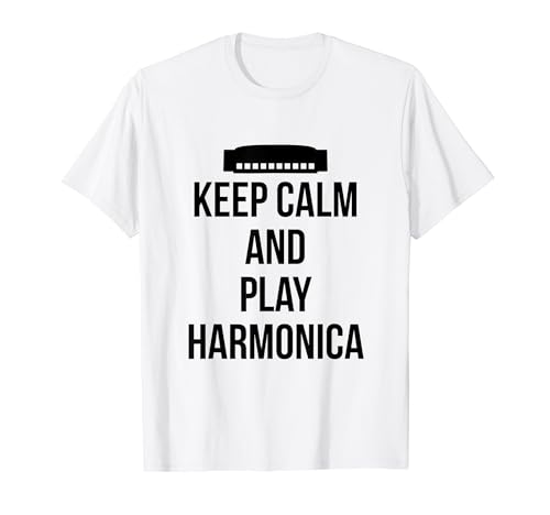 Harmonicist Keep Calm and Play Harmonica Player Musicien T-Shirt