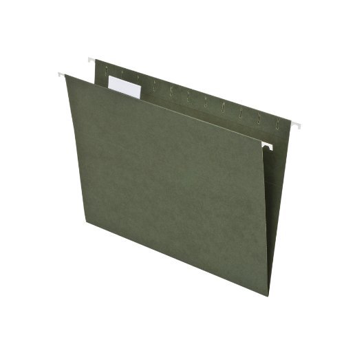 Island Brand Hanging File Folders, 25 Pack, Green, Letter Size (8.5" x 11"), 5 Tab Positions, Everyday Filing Essentials for Home, Office and School Organization
