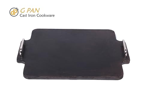 Image of G PAN 14 Inch Pre-Seasoned Cast Iron Square Dosa Tawa, Large Flat Dosaikkal Griddle Pan for Roti, Chapati and Crepes, Spacious Cooking Surface for Kitchen