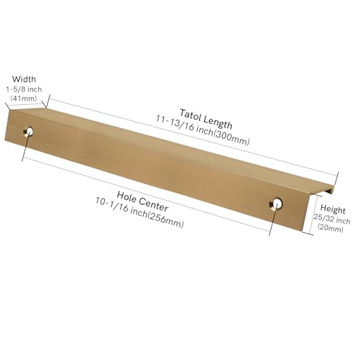 Image of Rergy 10 Pack 10 inch Cabinet Pulls Champagne Bronze Finger Pulls for Cabinets | Aluminum Alloy Champagne Gold Edge Pulls Modern Cabinet Handles for Kitchen, Cupboard, Drawers, Dressers, Screws Included