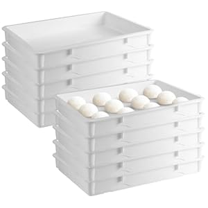 Hushee 10 Pieces Dough Proofing Box Stackable Pizza Proofing Container 26 x 18 x 3 Inch White Plastic Bread Topping Organizer Rectangle Shallow Storage Bins for Restaurant Kitchen, Lids Not Included
