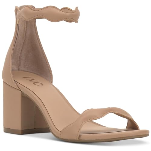 Cufflinks Inc. INC Womens Sollisa Faux Leather Scalloped Heels Tan 11 Medium (B,M), Dark Almond Smooth