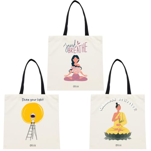 Image of Trendy Cotton Tote Bags for Women Designs - 15.5 inchx15 inch - Perfect for College, Office, Yoga, and Everyday Use