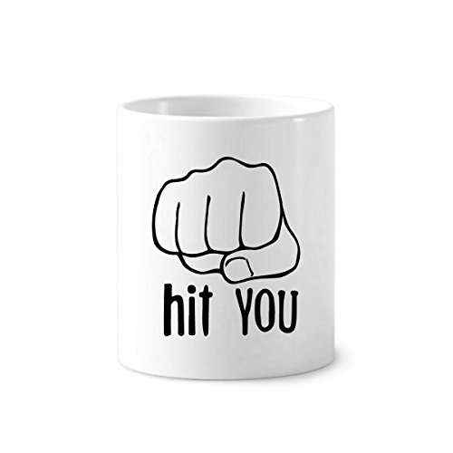 Tasse brosse à dents motif poing noir en céramique pour personnaliser la décoration de votre salle de bain
