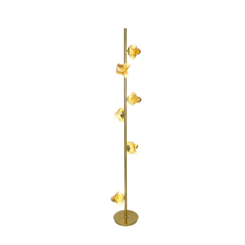 Corner Standing Lamp Six Golden Glass Floor Lamps Beside the Sofa in the Living Room and Iron Bedside the Bed in The Bedroom